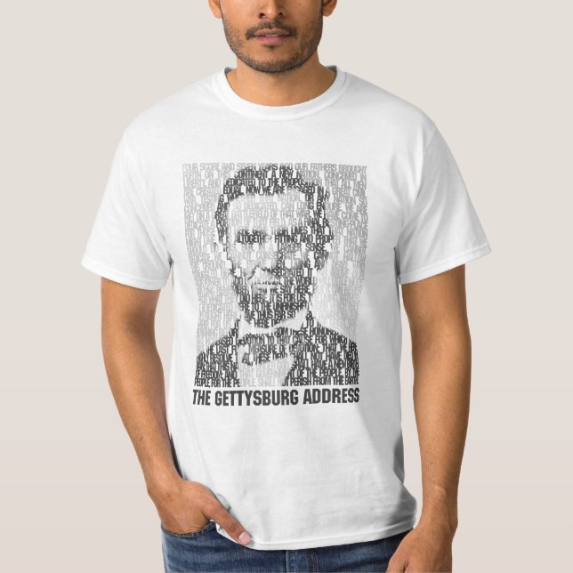 Lincoln-/Gettysburg-Text-Mosaik-T - Shirt (Vorderseite)