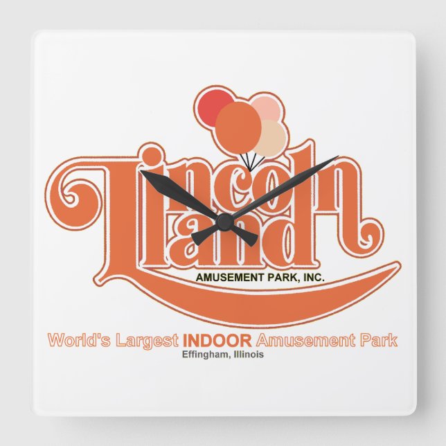 Lincoln Land Amusement Park, Effingham, IL Quadratische Wanduhr (Vorderseite)