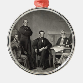 Lincoln liest die Emanzipationsproklamation Silbernes Ornament