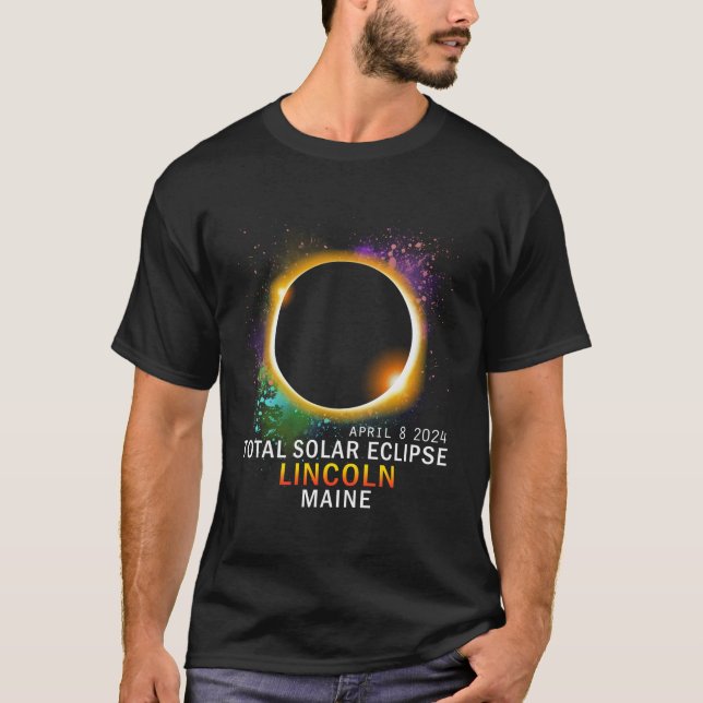 Lincoln Maine Total Solar Eclipse 2024 T-Shirt (Vorderseite)