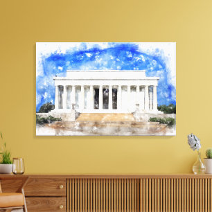 Lincoln Memorial Fassade in Aquarell Leinwanddruck