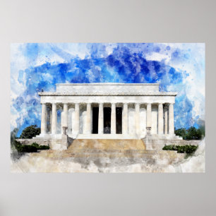 Lincoln Memorial Fassade in Aquarell Poster