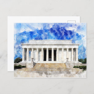 Lincoln Memorial Fassade in Aquarell Postkarte