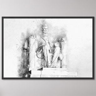 Lincoln Memorial Wasserfarbe und Bleistift gezeich Fotodruck