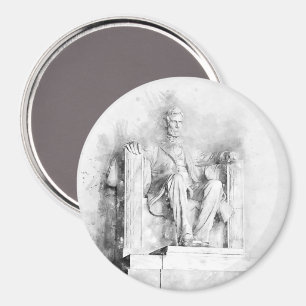 Lincoln Memorial Wasserfarbe und Bleistift gezeich Magnet