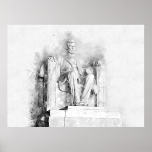 Lincoln Memorial Wasserfarbe und Bleistift gezeich Poster