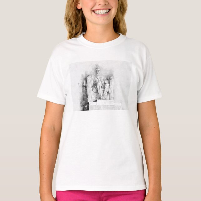 Lincoln Memorial Wasserfarbe und Bleistift gezeich T-Shirt (Vorderseite)