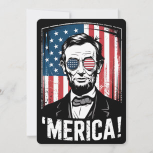 Lincoln Merica 4. Juli Amerikanische Flagge Vintag Einladung