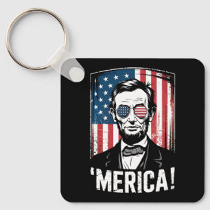 Lincoln Merica 4. Juli Amerikanische Flagge Vintag Schlüsselanhänger
