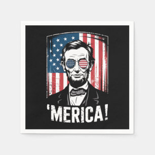 Lincoln Merica 4. Juli Amerikanische Flagge Vintag Serviette