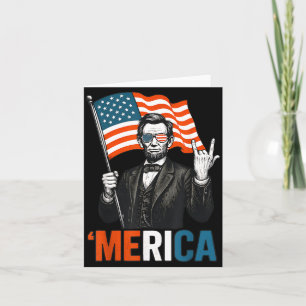 Lincoln Merica Rock Lustiger 4. Juli Amerikanisch Karte