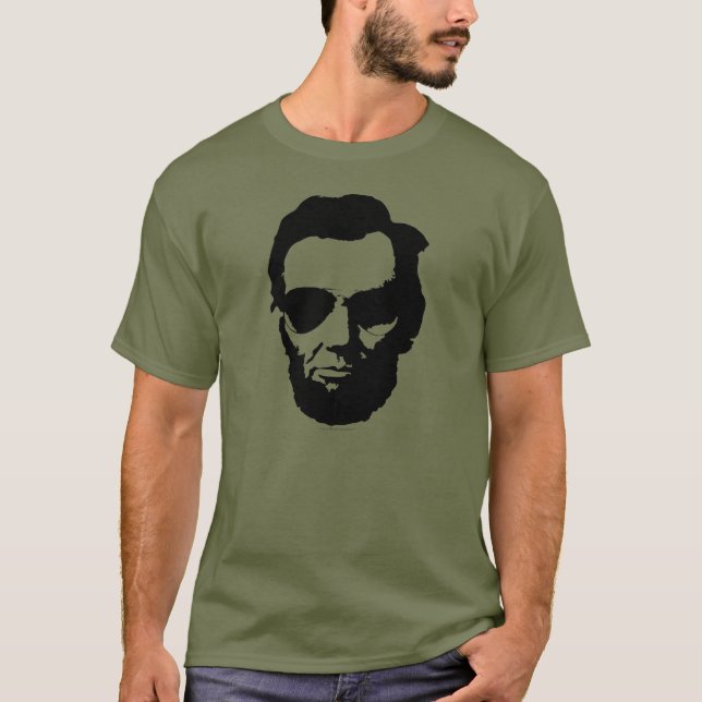 Lincoln mit Aviator-Sonnenbrille - Schwarz T-Shirt (Vorderseite)