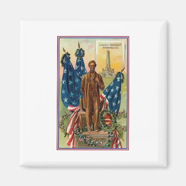 Lincoln Monument Springfield Vintag Americana Magnet (Vorne)