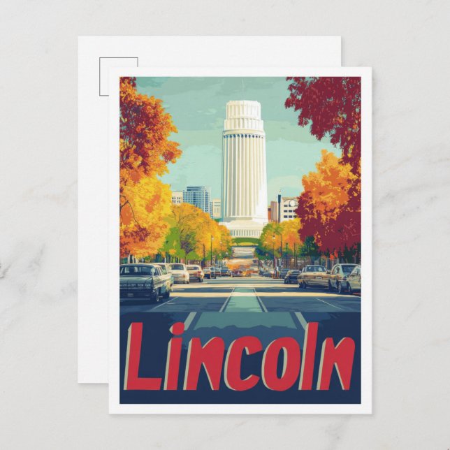Lincoln Nebraska Art Vintage Postkarte (Vorne/Hinten)