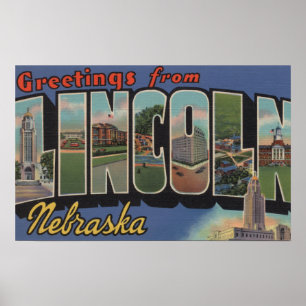 Lincoln, Nebraska - große Buchstabe-Szenen Poster