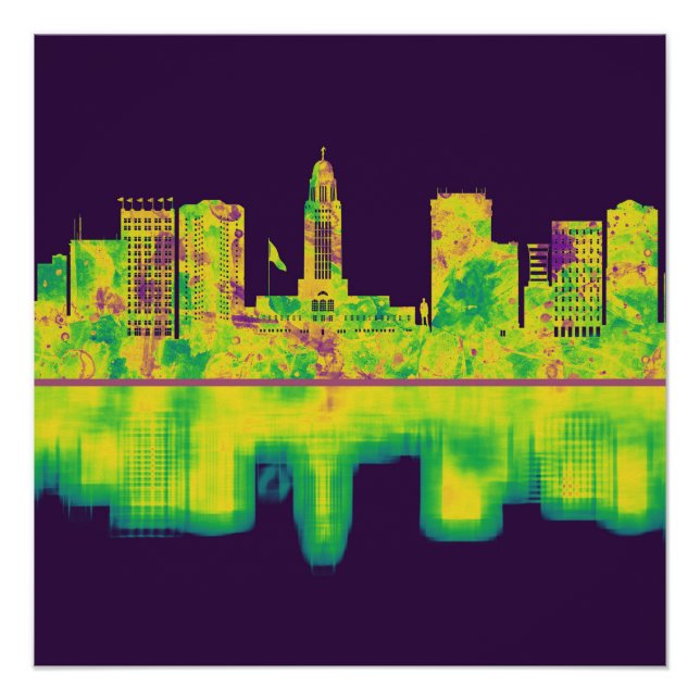 Lincoln Nebraska Skyline Poster (Vorderseite)