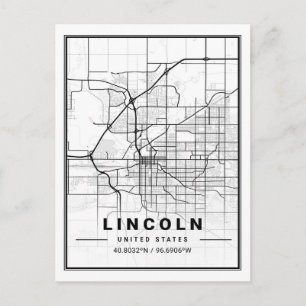 Lincoln Nebraska USA Travel City Map Postkarte