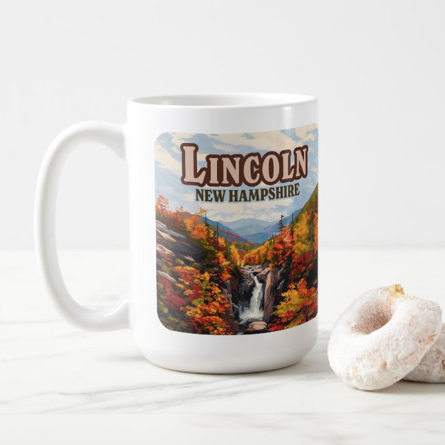 Lincoln New Hampshire Franconia Falls Herbst Kaffeetasse (Mit Donut)