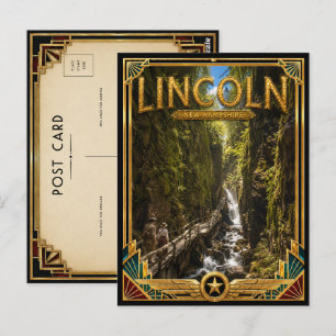 Lincoln New Hampshire Vintage Art Deco Golden Age Postkarte
