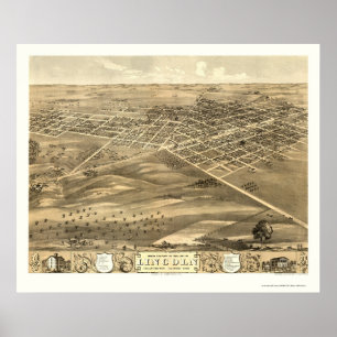 Lincoln, panoramische Karte IL - 1869 Poster