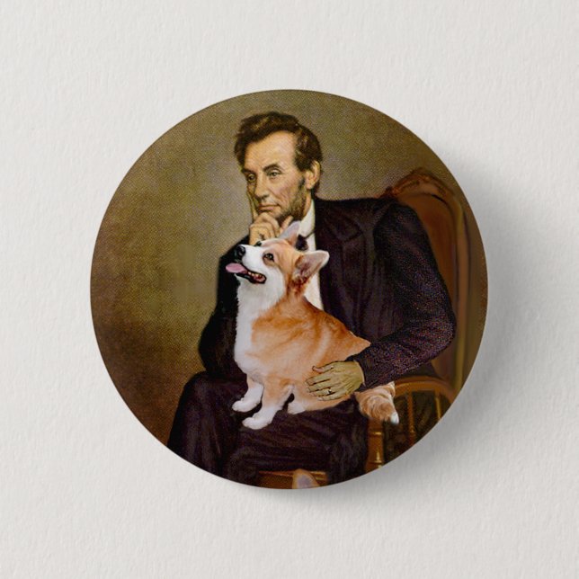 Lincoln - Pembroke Welsh Corgis (zwei) Button (Vorderseite)