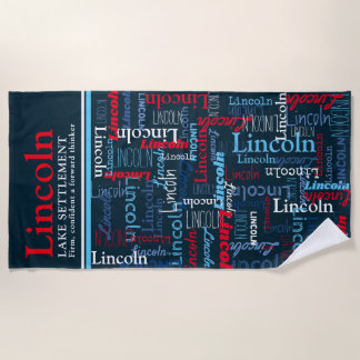 Lincoln personalisierter Name Bedeutung rot blau w Strandtuch