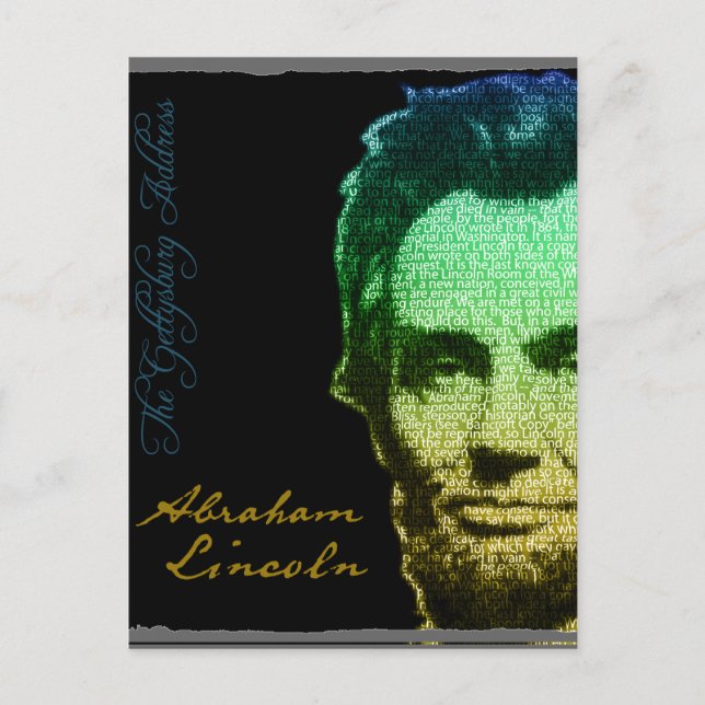 Lincoln Portrait Text Poster Feiertagspostkarte (Vorderseite)