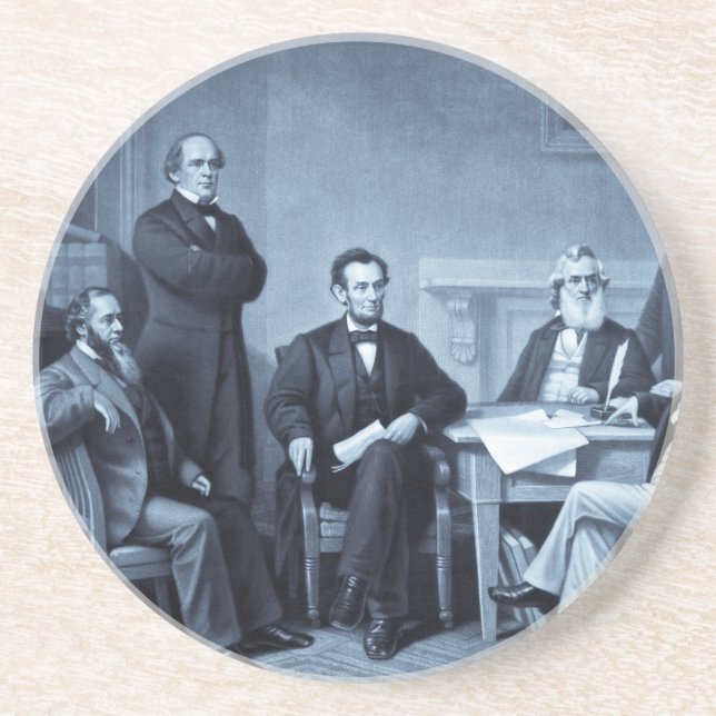 Lincoln Reading the Emanzipation Proclamation Sandstein Untersetzer (Vorne)