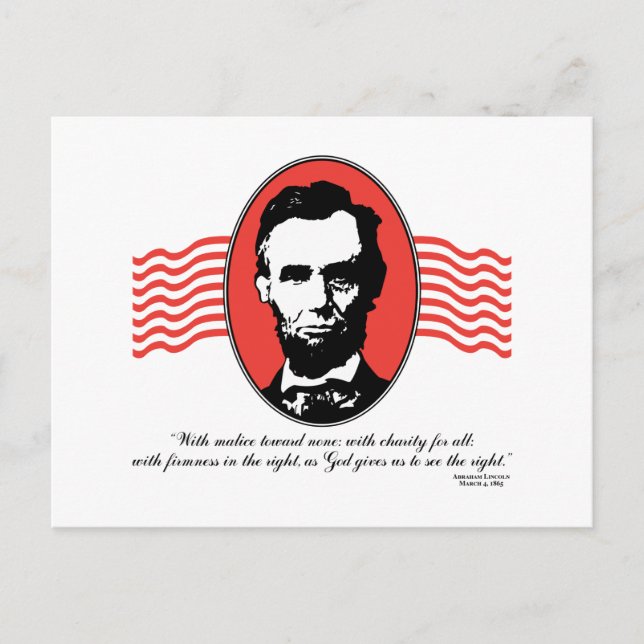 Lincoln Second Inaugural Address Quote Postkarte (Vorderseite)