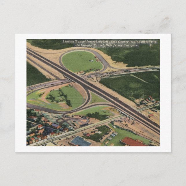 Lincoln Tunnel, NJ Turnpike Exchange Vintag Postkarte (Vorderseite)