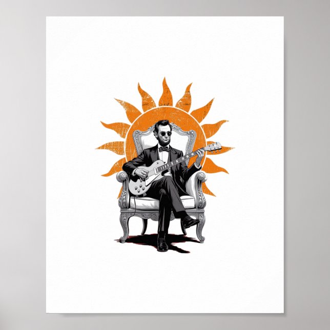 Lincoln Unplugged – Lustige Abraham Lincoln Gitarr Poster (Vorne)