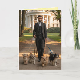 Lincoln Walkin' the Dog Card Feiertagskarte