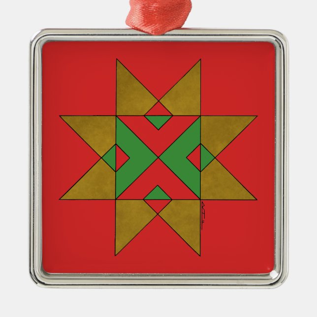 Lincolnshire Auseklis Witch Mark Red und Green Ornament Aus Metall (Vorne)