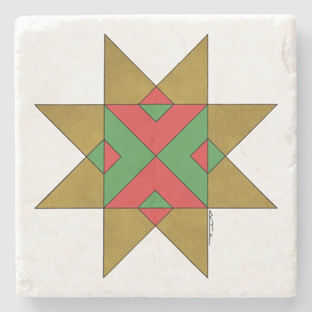 Lincolnshire Auseklis Witch Mark Red und Green Steinuntersetzer (Vorderseite)