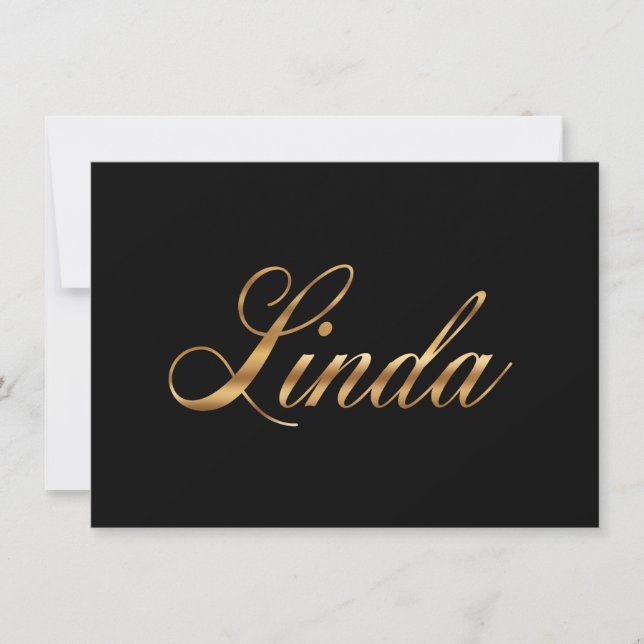 Linda gold Design Lettering Karte (Vorderseite)