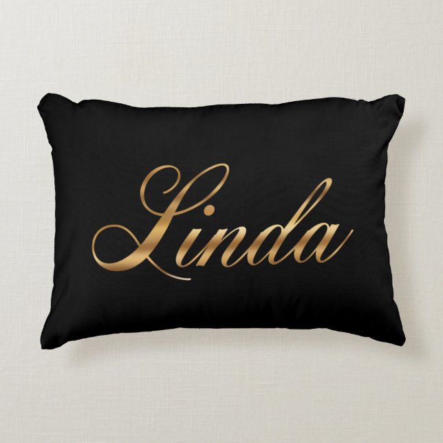 Linda gold Design Lettering Kissen (Vorderseite)