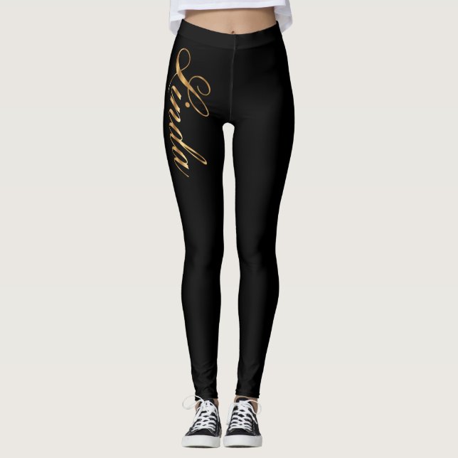 Linda gold Design Lettering Leggings (Vorderseite)