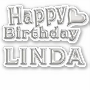 Linda Happy Birthday silver Aufkleber Sticker