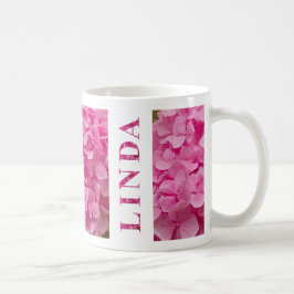 "Linda" in eleganter Rosa Hydrangea Blumenschrift Kaffeetasse