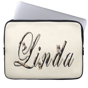 "Linda" Name aus weißen Tigern gemacht, Laptopschutzhülle