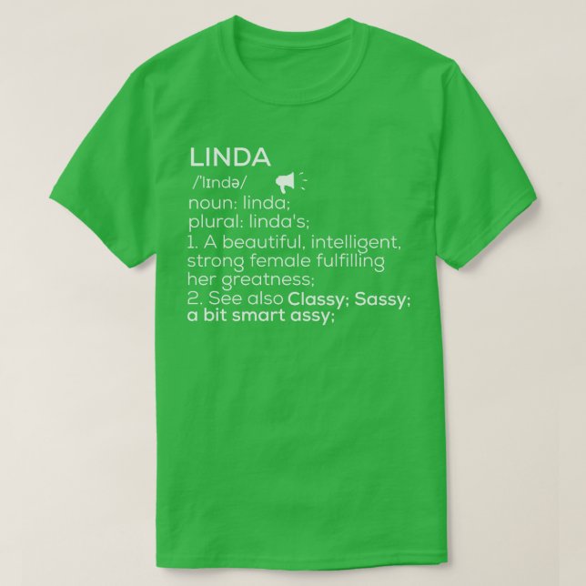 Linda Name Definition Linda Weibliche Bezeichnung  T-Shirt (Design vorne)