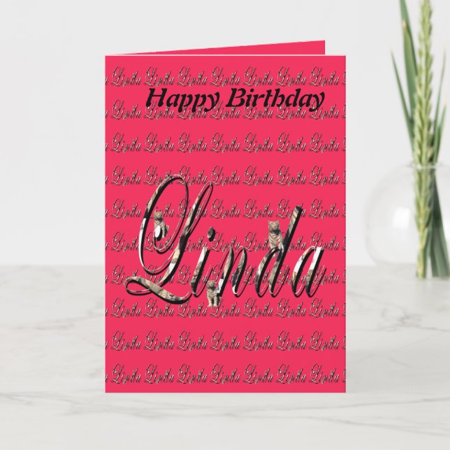 Linda, Name, Logo, Happy Birthday Card Karte (Vorderseite)