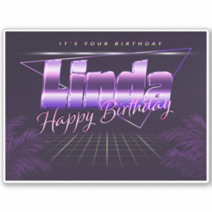 Linda Name Vorname lila retro Sticker Geburtstag