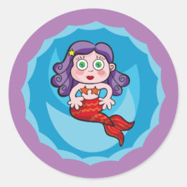 Linda sirenita. Sirena, Mermaid. Runder Aufkleber