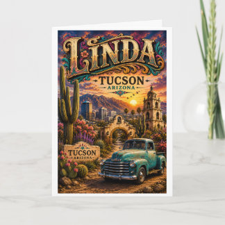 Linda Tucson Arizona Personalisiertes Südwestliche Karte