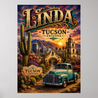 Linda Tucson Arizona Personalisiertes Südwestliche Poster
