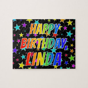 "LINDA" Vorname, Spaß "GLÜCKLICHER GEBURTSTAG" Puzzle