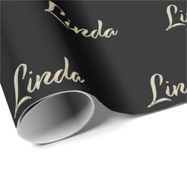 Linda white gold Handwriting Geschenkpapier (Rolleneckpunkt)