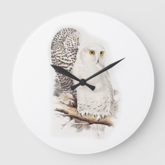 Lindas corujas brancas na neve (snowy owls) große wanduhr