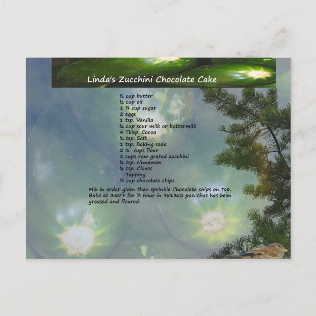 Linda's Zucchini Chocolate Cake Postcard Postkarte (Vorderseite)